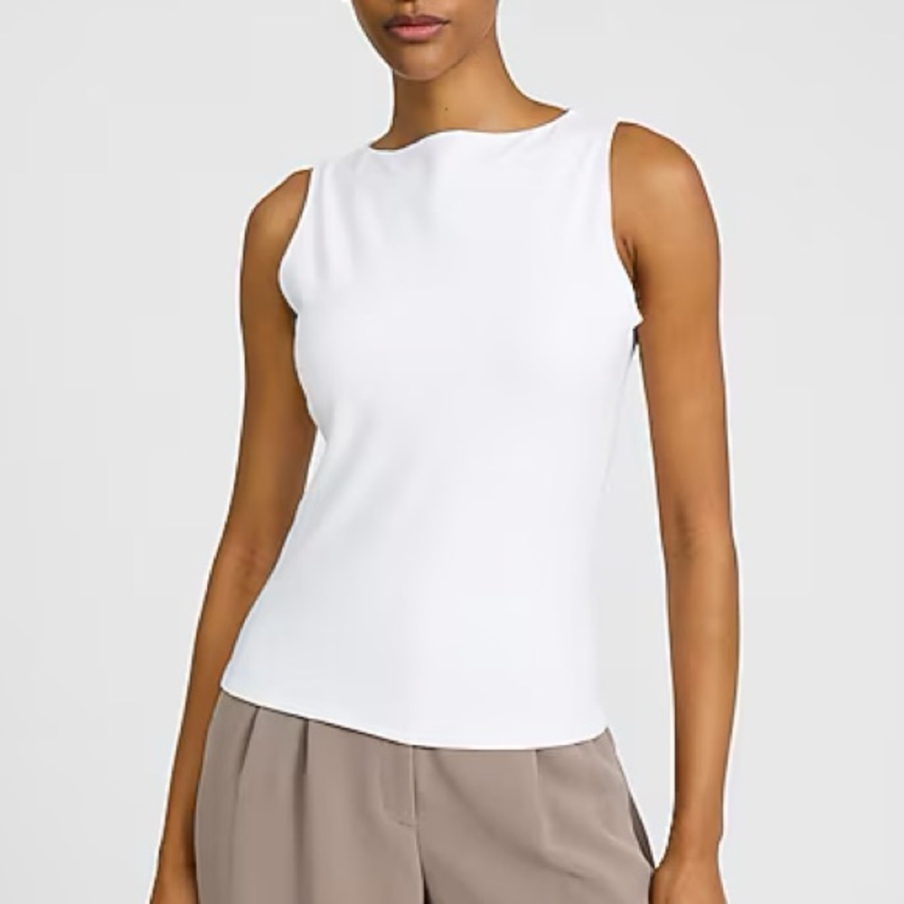 NWOT Express Body Contour Stretch Cotton Boat Neck Tank - Size Small, White